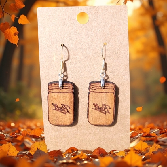 🪵1 pair of Wooden "Ball" jar earrings - Picture 2 of 2